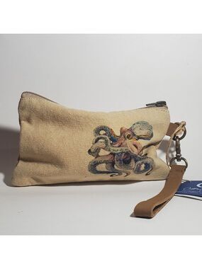 COTT N CURLS Octopus - Wristlet Wallet, Makeup Bag, Phone Purse with Leather NWT